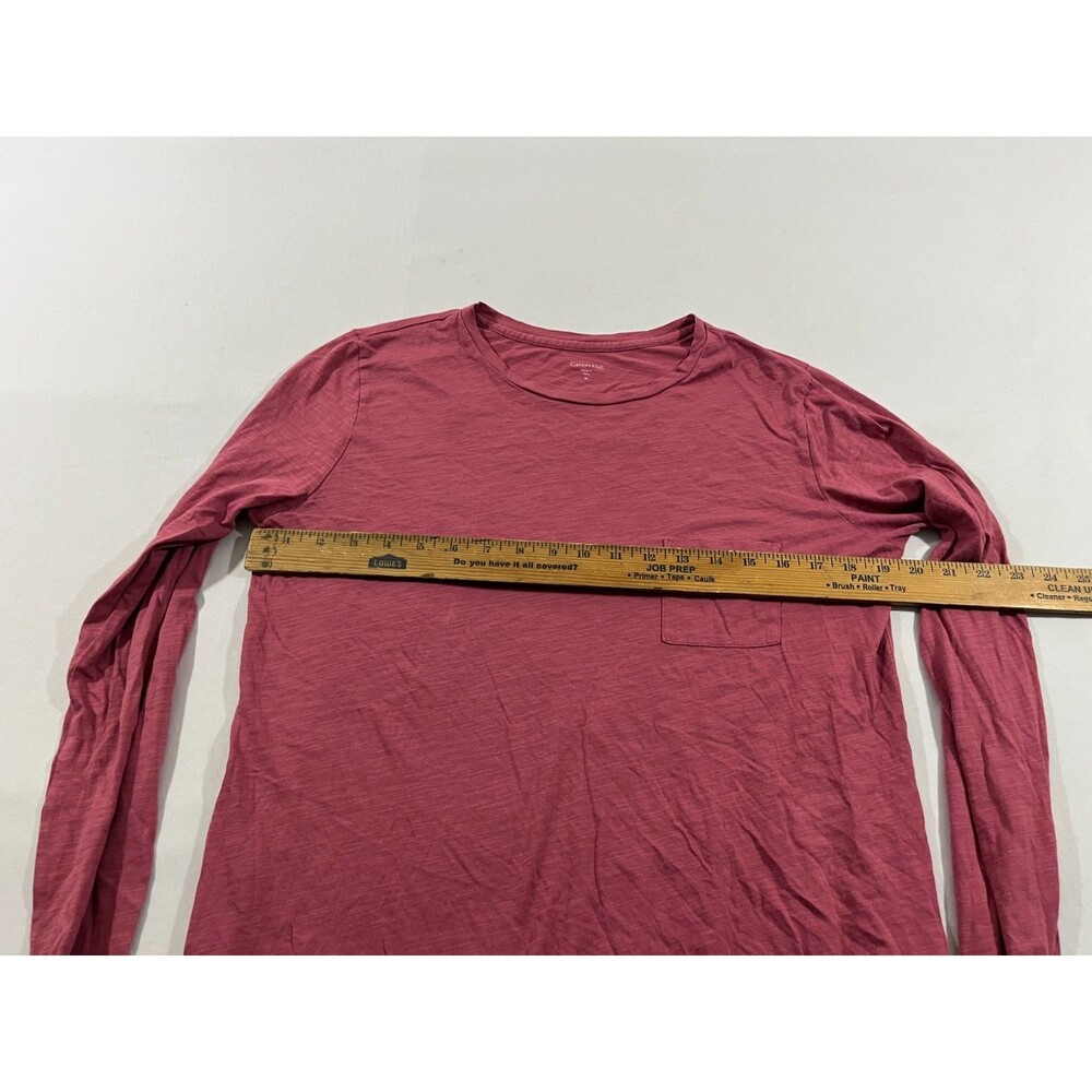 Garnet Hill Top Pink Soft Organic Cotton Blend Long Sleeve Pocket Crew Tee Sz M - Picture 5 of 9